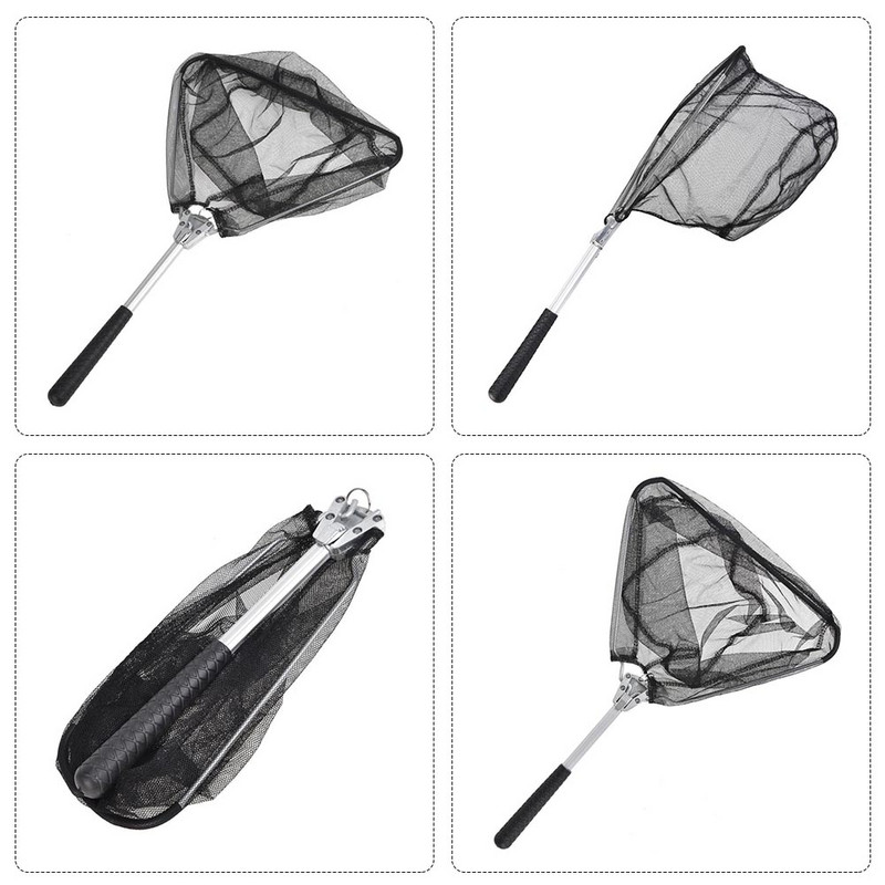 50 cm nešiojamas žuvų iškrovimo tinklas, sulankstomas su aliuminio lydinio meškerėmis, sulankstomas žvejybos tinklo stulpo nutūpimo tinklas, skirtas baidarių muselinės žvejybos įrankiui