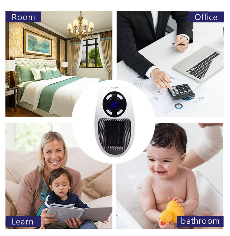 Elektrinis šildytuvas 220V/110V 500W Kambario vidaus radiatorius Mini oro šildymo krosnelė Žiemos buitinė nuotolinio valdymo šildytuvo pūtimo mašina