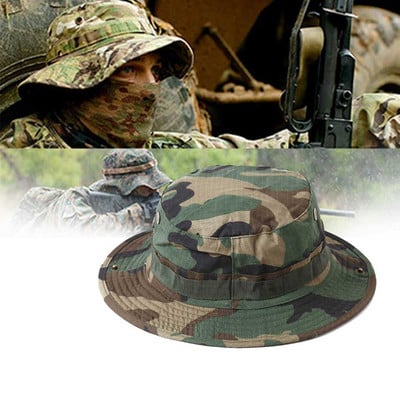 Boonie Hat Камуфлажна тактическа шапка Военна камуфлажна шапка на американската армия Спорт на открито Sun Bucket Cap Лятна мъжка за лов Туризъм Риболов