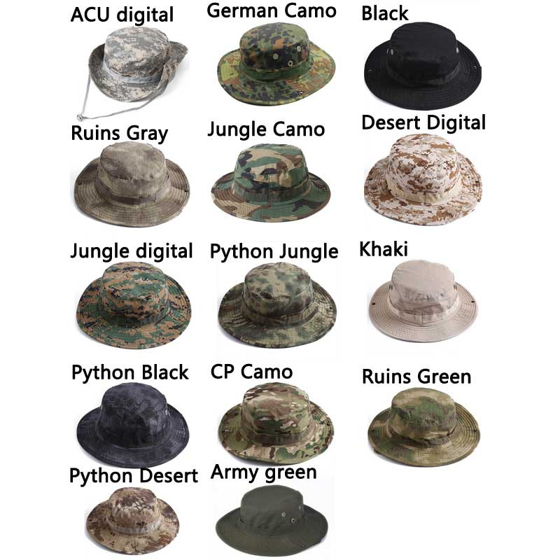 Boonie Hat Camuflaj Tactic Cap Militară US Army Camo Cap Sport în aer liber Șapcă găleată de soare Vară Bărbați pentru vânătoare Drumeții Pescuit