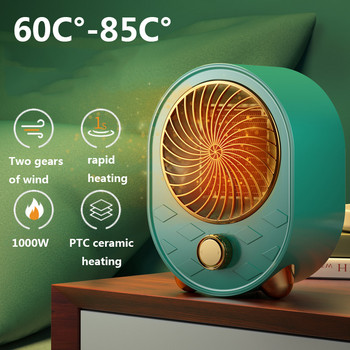 2023 Нов 1000W 85C° електрически нагревател преносим настолен вентилатор нагревател PTC керамично отопление вентилатор за топъл въздух за домашен офис по-топла машина