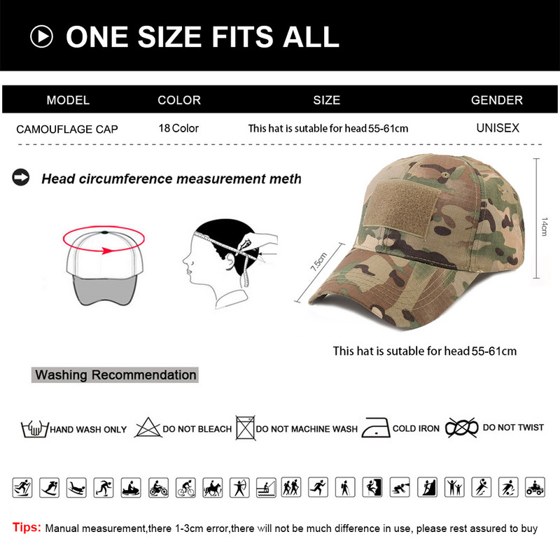 Reguleeritav pesapalli taktikaline armee müts suvine päikesekaitsekreemi kamuflaažimüts Airsoft jahipidamine telkimine matkamine mägironimine kalamütsid