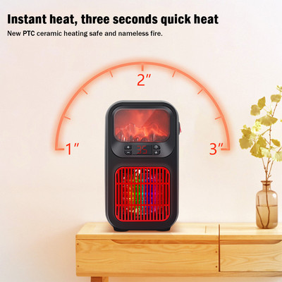 Ηλεκτρική θερμάστρα 500W PTC Γρήγορη θέρμανση Σόμπα θέρμανσης δύο γραναζιών Επιτραπέζιος θερμοσίφωνας χαμηλού θορύβου Πολύχρωμα φώτα για δωμάτιο γραφείου
