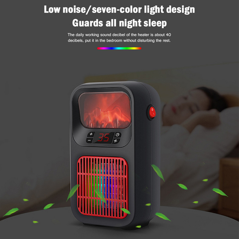Ηλεκτρική θερμάστρα 500W PTC Γρήγορη θέρμανση Σόμπα θέρμανσης δύο γραναζιών Επιτραπέζιος θερμοσίφωνας χαμηλού θορύβου Πολύχρωμα φώτα για δωμάτιο γραφείου