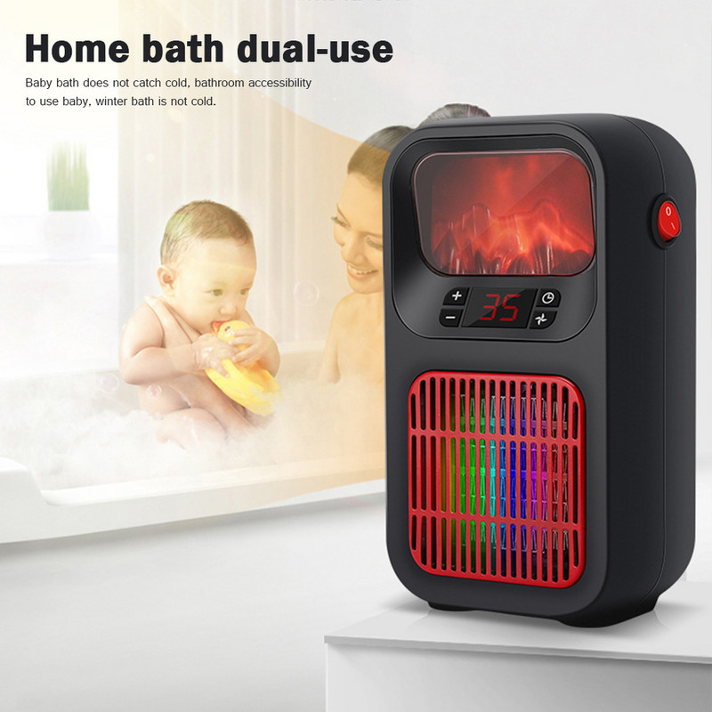 Ηλεκτρική θερμάστρα 500W PTC Γρήγορη θέρμανση Σόμπα θέρμανσης δύο γραναζιών Επιτραπέζιος θερμοσίφωνας χαμηλού θορύβου Πολύχρωμα φώτα για δωμάτιο γραφείου