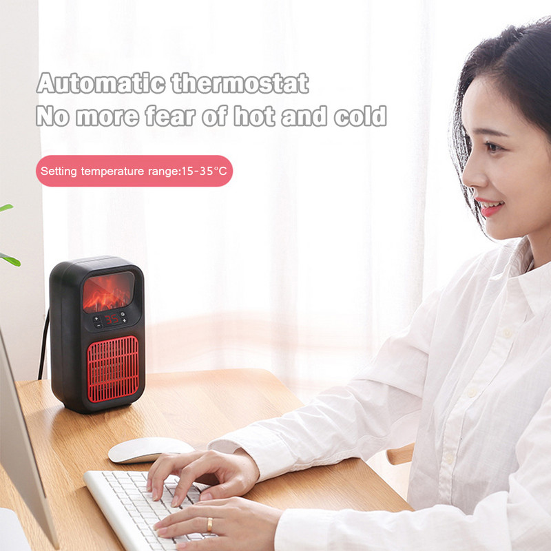 Ηλεκτρική θερμάστρα 500W PTC Γρήγορη θέρμανση Σόμπα θέρμανσης δύο γραναζιών Επιτραπέζιος θερμοσίφωνας χαμηλού θορύβου Πολύχρωμα φώτα για δωμάτιο γραφείου
