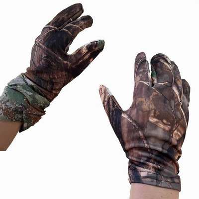 Летни многофункционални ръкавици с тънка кожа, сензорен екран, противоплъзгащи се ръкавици за каране, Bionic Camouflage, Лов, Риболов, Еластични ръкавици