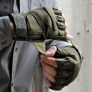 Мъжки военни ръкавици без пръсти Работа на открито Лов Тактически ръкавици Противоплъзгащи се Mtb Велосипед Мотоциклетни ръкавици за шофиране