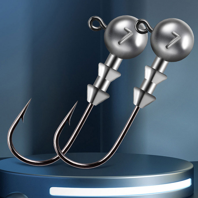 JYJ 10 τεμάχια 3,5g /5g/7g/10g/14g Βιδωτή κλωστή Άγκιστρο κεφαλής ψαρέματος για μαλακό δόλωμα δόλωμα σκουλήκι, αιχμηρά άγκιστρα ψαρέματος νέα