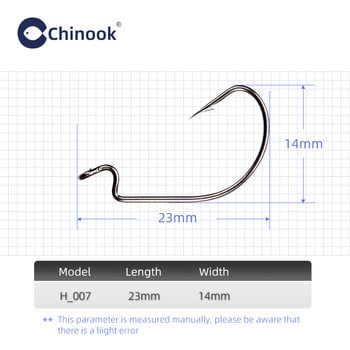 Chinook 20τμχ Φαρδύ άγκιστρο σκουληκιού από ανθρακούχο ατσάλι Offset Fishhook Bass Barbed Carp Fishing Hook 3/0#-2# For Soft Worm Jig Mold Hooks