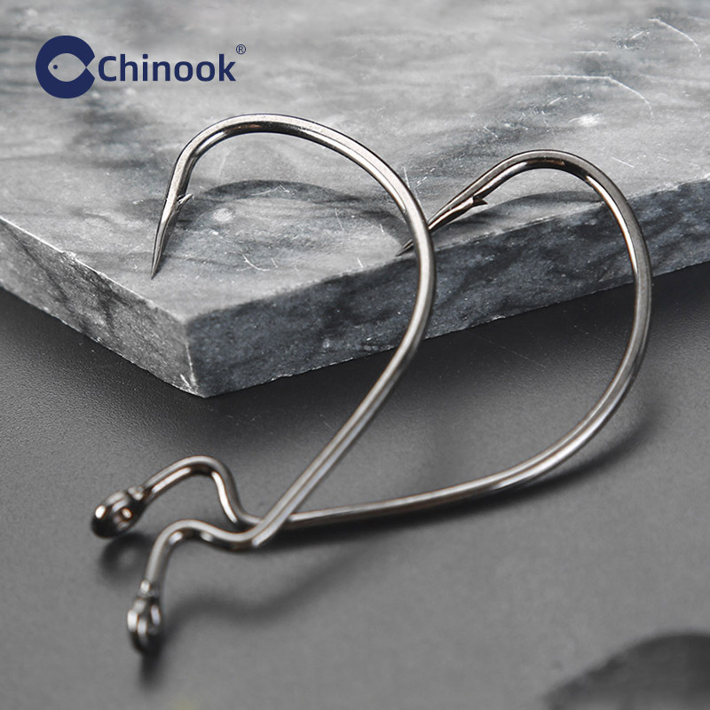 Chinook 20τμχ Φαρδύ άγκιστρο σκουληκιού από ανθρακούχο ατσάλι Offset Fishhook Bass Barbed Carp Fishing Hook 3/0#-2# For Soft Worm Jig Mold Hooks