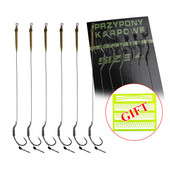 6Pcs Leader Carp Fishing Hooks Hair Rigs with Braided Line Ready Made Boilies Bait Tied Feeder Group Αξεσουάρ με αγκίστρια αγκαθωτών