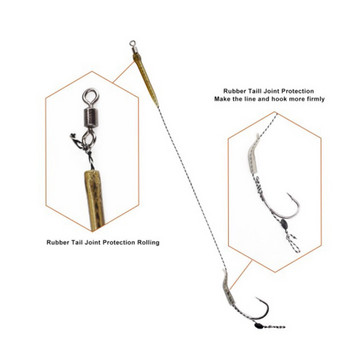 6Pcs Leader Carp Fishing Hooks Hair Rigs with Braided Line Ready Made Boilies Bait Tied Feeder Group Αξεσουάρ με αγκίστρια αγκαθωτών