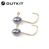OUTKIT 10db Mini Jig Head Hook 4X Erős Rockfish Exposed Lead Head Horog Szögeshorog Pisztráng puha féregcsali Jig Horgászfelszerelés