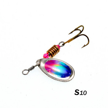 10 цвята Spinner риболовни примамки Воблери CrankBaits Джиг Метална лъжица за пъстърва с пайети с куки за риболов на шаран Pesca