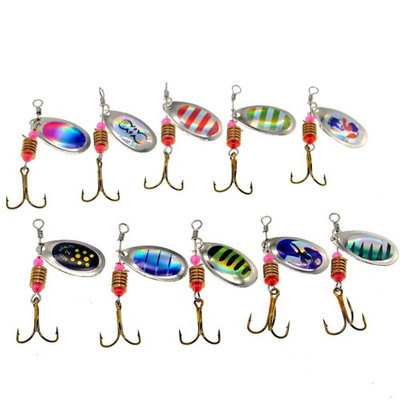 10 színű Spinner horgászcsalik Wobblerek CrankBaits Jig Fém flitteres pisztrángkanál horgokkal pontyhorgászáshoz Pesca
