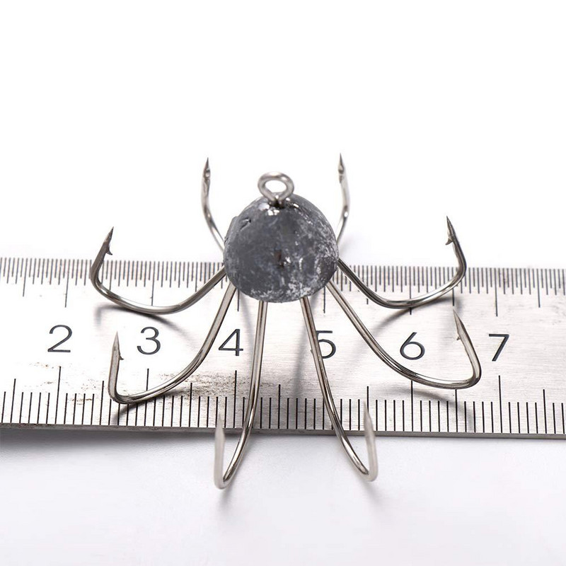 1бр въглеродна стомана кука с осем нокти аксесоари за риболовни принадлежности на кука за октопод