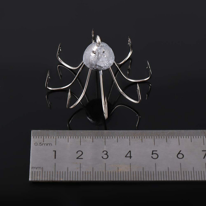 1бр въглеродна стомана кука с осем нокти аксесоари за риболовни принадлежности на кука за октопод