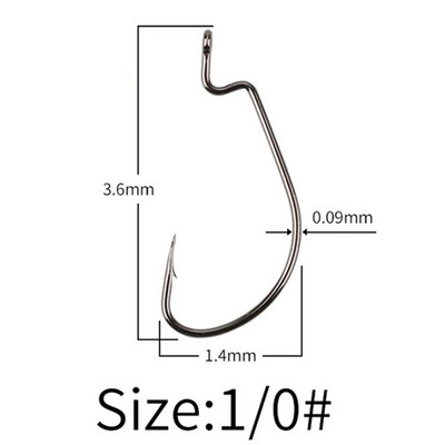 50 vnt./stal. Žvejybos minkšti sliekiniai kabliukai iš anglies plieno plataus super užrakto kabliukai viliojimo kabliukai 6#-5/0 žvejybos reikmenys