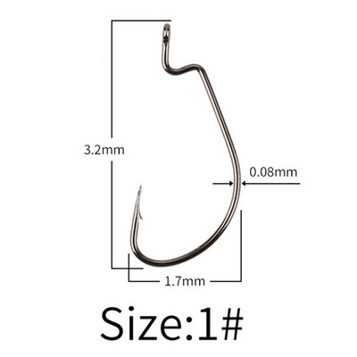 50 vnt./stal. Žvejybos minkšti sliekiniai kabliukai iš anglies plieno plataus super užrakto kabliukai viliojimo kabliukai 6#-5/0 žvejybos reikmenys