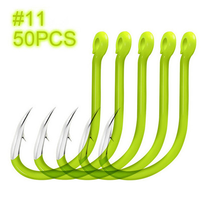 50 gab. Luminous Fishhooks Makšķerēšanas piederumi Makšķerēšanas piederumi Oglekļa tērauds #8 / #9 / #10 / #11 / #12 / #13