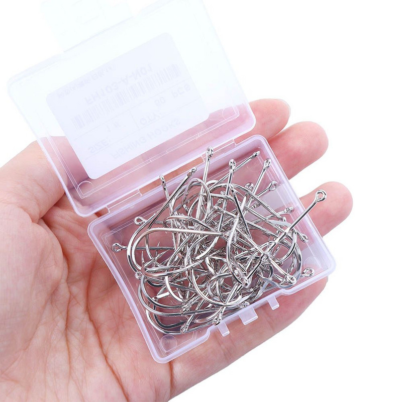 50 τμχ/ Κιβώτιο με μακρύ αγκίστρι ψαρέματος υψηλής ανθρακούχου χάλυβα, κοφτερό αγκαθωτό όφσετ Στενό γάντζο δολώματος Άγκιστρο ψαρέματος