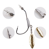 2023 m. ofsetiniai žvejybos kabliukai su metaliniu šaukštu, 2 g–7 g plataus alkūninio kablio galvute