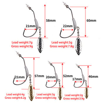 2023 Офсетни риболовни куки с метална лъжица Slice Jig Head 2g-7g Wide Crank Fishhooks