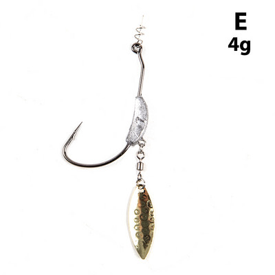 2023 m. ofsetiniai žvejybos kabliukai su metaliniu šaukštu, 2 g–7 g plataus alkūninio kablio galvute