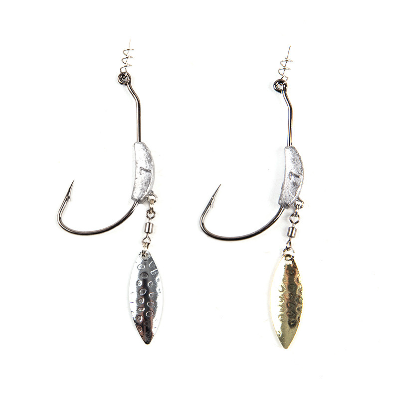 2023 m. ofsetiniai žvejybos kabliukai su metaliniu šaukštu, 2 g–7 g plataus alkūninio kablio galvute