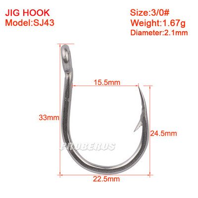 HOT 5Pcs Γάντζοι για ψάρεμα θάλασσας Fishhook Fly Jig Αγκαθωτό μεγάλο κύκλο κυπρίνου Γάντζος υψηλός άνθρακας χάλυβας μπάσο Γατόψαρο με γάντζο ψαριών