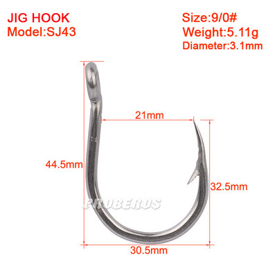 HOT 5Pcs Γάντζοι για ψάρεμα θάλασσας Fishhook Fly Jig Αγκαθωτό μεγάλο κύκλο κυπρίνου Γάντζος υψηλός άνθρακας χάλυβας μπάσο Γατόψαρο με γάντζο ψαριών