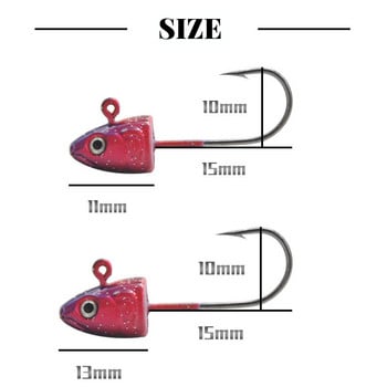 3бр. кука за рибена глава, цветна претеглена кука, 3,5 g, 5 g, 7 g, 10 g, кука с джиг глава, примамка за риба, мека стръв, риболовни принадлежности с кука за риба