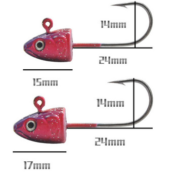 3бр. кука за рибена глава, цветна претеглена кука, 3,5 g, 5 g, 7 g, 10 g, кука с джиг глава, примамка за риба, мека стръв, риболовни принадлежности с кука за риба