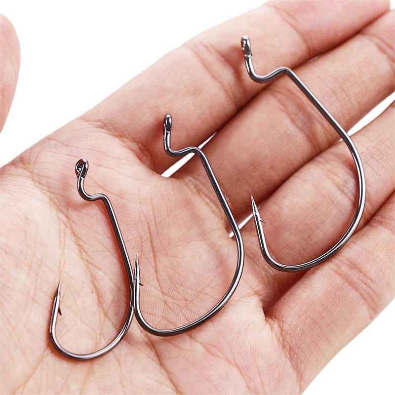 50PC Γάντζος μανιβέλας υψηλής αντοχής Αγκαθωτό άγκιστρο από ανθρακούχο χάλυβα Ψάρεμα για μαλακό ψάρεμα Δέλεαρ Φαρδιά μανιβέλα κοιλιά Αξεσουάρ ψαρέματος