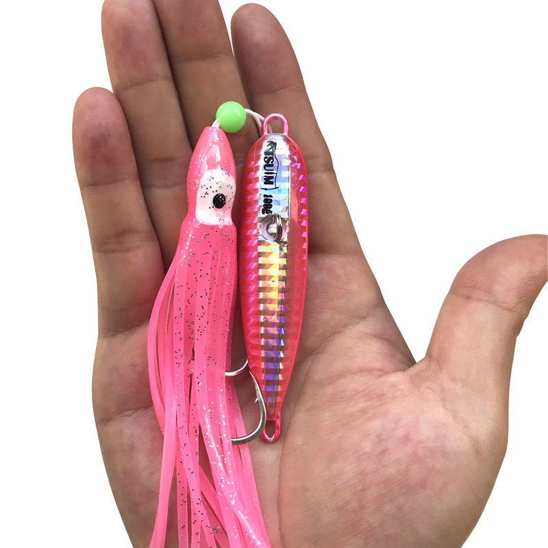 AS Glow Octopus Squid szoknyák Horgok Inchiku Jig Lassú Gyorsan Jiggging Fém Eső Sósvízi Horgászcsali Pesca Assist Tackle