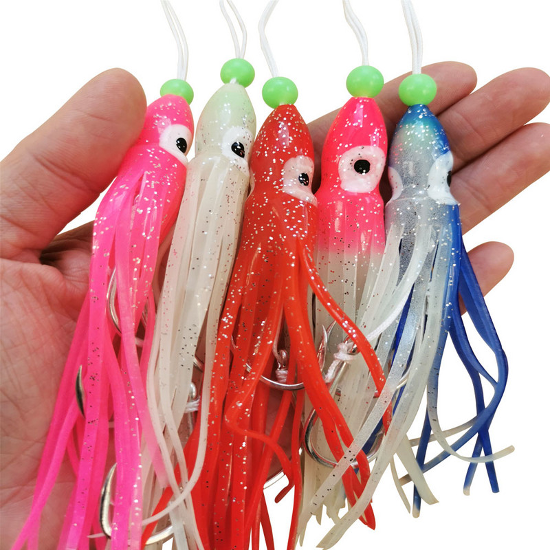 AS Glow Octopus Squid szoknyák Horgok Inchiku Jig Lassú Gyorsan Jiggging Fém Eső Sósvízi Horgászcsali Pesca Assist Tackle