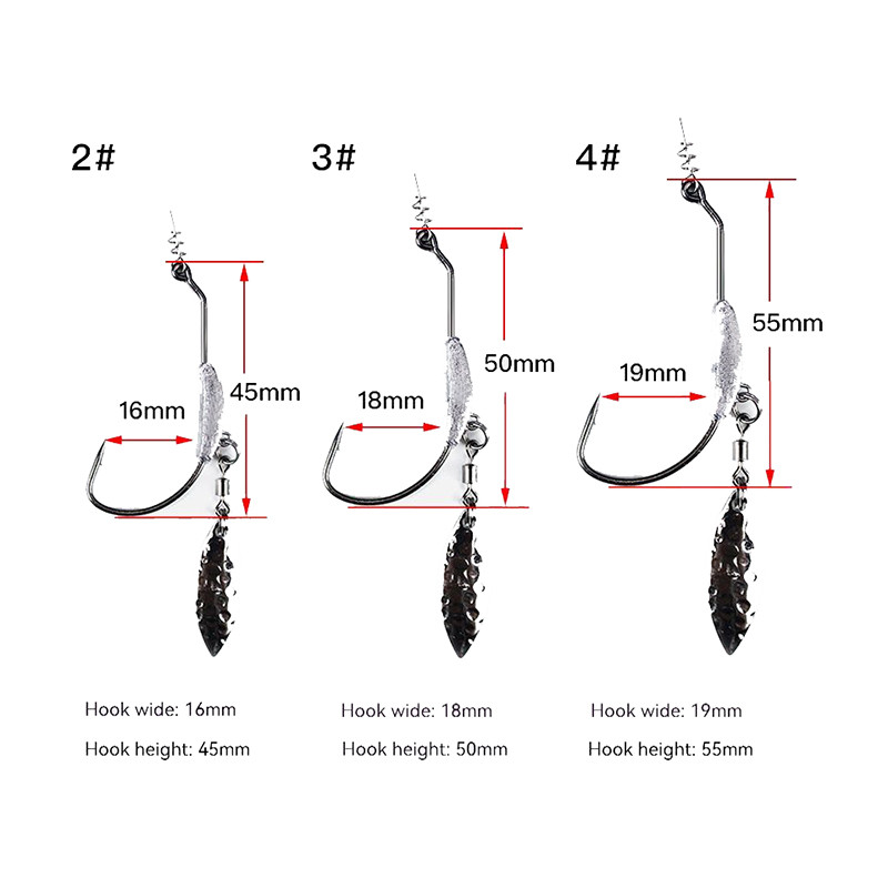 PRO BEROS 3tk 4,5g 5,5g 7,2g jigipeaga kalakonks Jigkonksud pehme kalapüügisööda jaoks süsinikterasest okastkonksud koos kõristi lusikaga