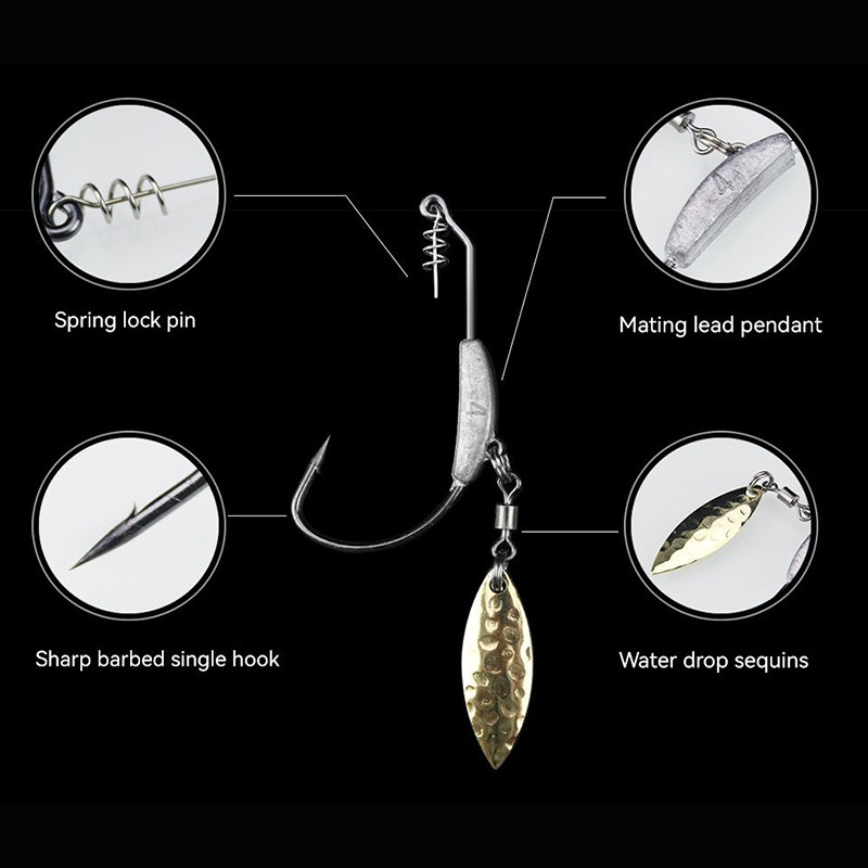 PRO BEROS 3tk 4,5g 5,5g 7,2g jigipeaga kalakonks Jigkonksud pehme kalapüügisööda jaoks süsinikterasest okastkonksud koos kõristi lusikaga