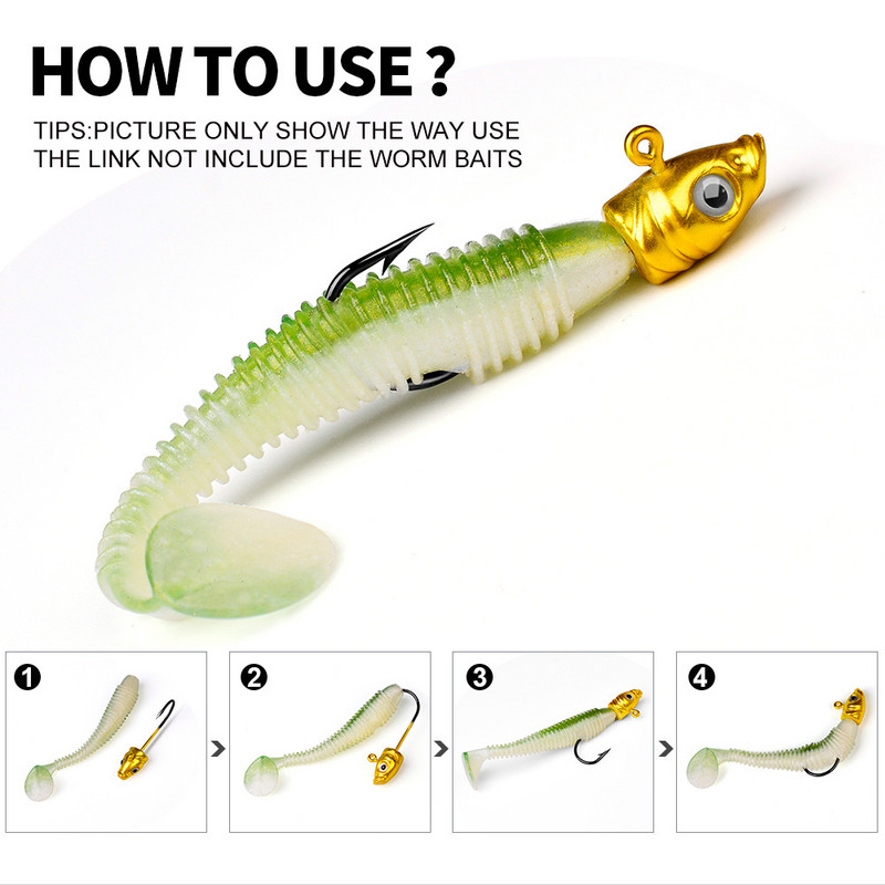 PRO BEROS 5vnt. 3,5 g 5 g 7 g žvejybos kabliukas, švino galvutė, spalvotas aštrus kabliukas, skirtas mažo masalui, kietas masalas, minkštas sliekinis įrankis