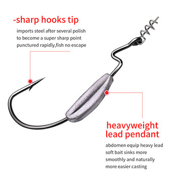 PROBEROS 5 τμχ/παρτίδα Fishing Soft Lure Bait Crank Worm Hooks Texas Rig 1/0-5/0# Αγκίστρια ψαρέματος με μανιβέλα κυπρίνου με καρφίτσα κλειδαριάς