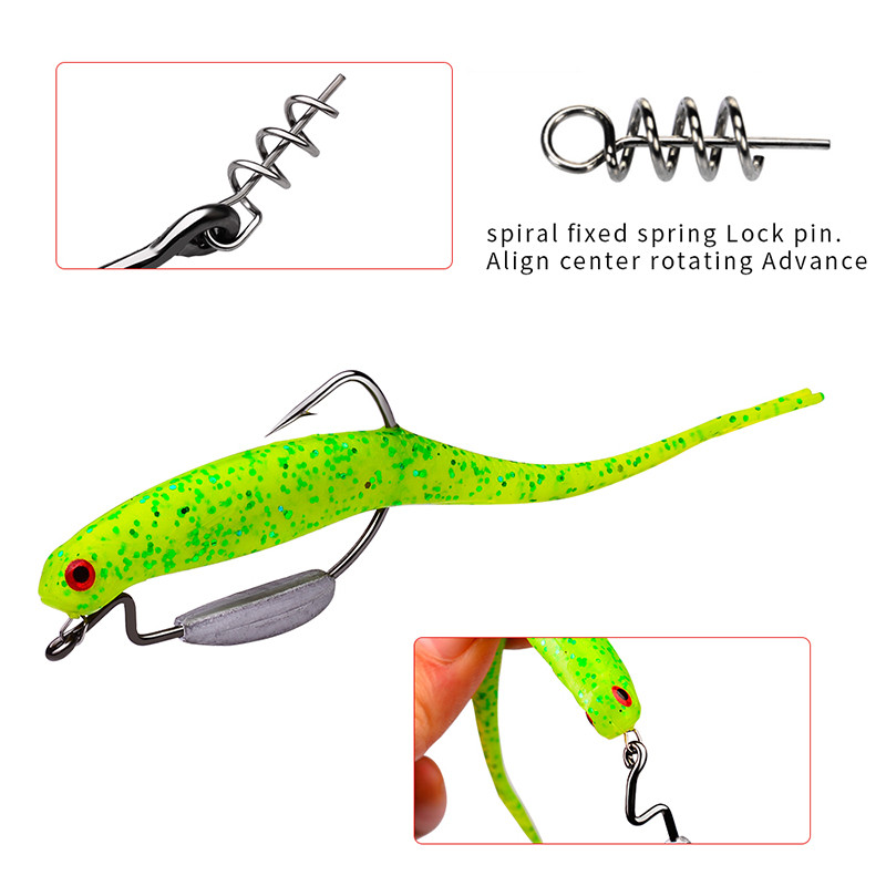 PROBEROS 5vnt./stal. Žvejybos minkštas masalas, jaukas, sliekiniai kabliukai Texas Rig 1/0-5/0# spygliuoti karpiniai žvejybos kabliukai su užraktu