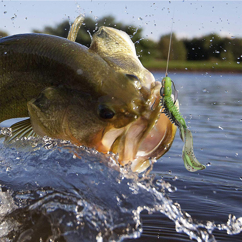 PROBEROS 5vnt./stal. Žvejybos minkštas masalas, jaukas, sliekiniai kabliukai Texas Rig 1/0-5/0# spygliuoti karpiniai žvejybos kabliukai su užraktu