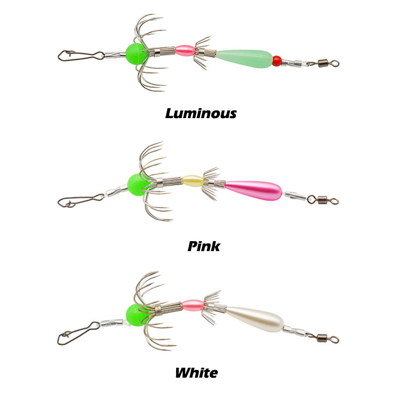 Jūros žvejybos aštuonkojų kabliukas Šviečiantis kalmarų skėčio kabliukas be spygliuočių aštuonkojų kalmarų anglies plieno sepijos minkštų kabliukų priedai