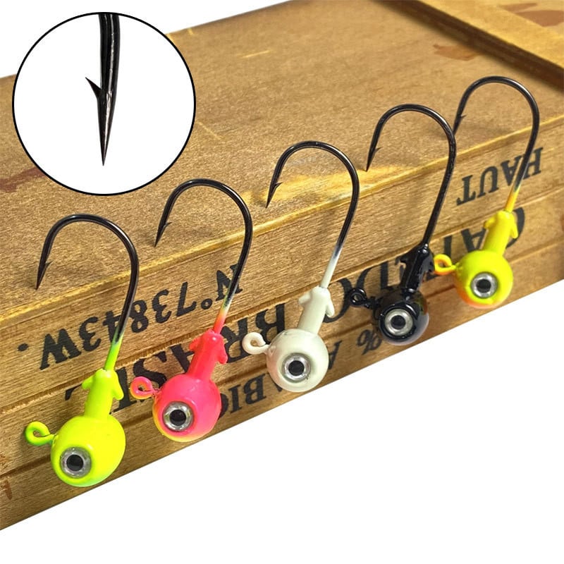 5 db/tétel ólomfej horog horog horog szöges horog 3D halszem 3,5g/5g/7g/10g/14g horgásztartozékok