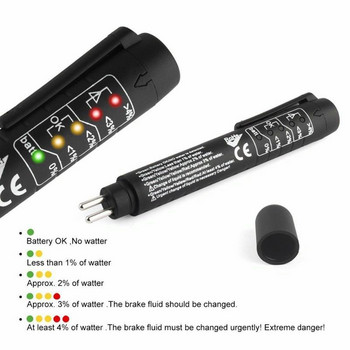 Нов тестер за спирачна течност Тестване на автомобилна течност с 5 LED индикаторен дисплей за DOT3/DOT4 автомобилна диагностична писалка Тестер за спирачна течност