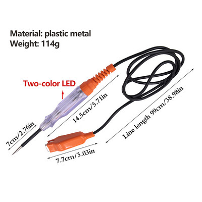 Automaatne DC 6V 12V 24V DC auto pinge vooluahela tester, pikk sondipliiats Autoparandustööriistad vooluringide, kaitsmete, lülitite kontrollimiseks