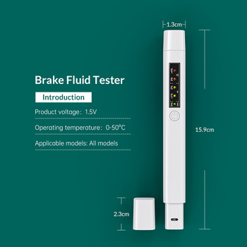 Νέος Δοκιμαστής υγρού φρένων Ακριβής Ποιότητα λαδιού LED Υγρό Στυλό Δοκιμών Υγρών Φρένων με Στυλό Ένδειξης Universal Test Battery 5 LED