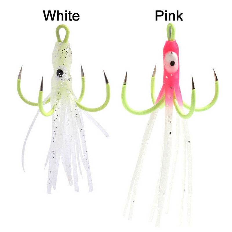 6/10 vnt Dirbtinis šviečiantis inkaro kabliukas Noctilucent Four Hook Naktinis žibintas su letena kabliukas žvejybos kabliukas