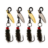 Bionic Tiny Things Composite Besisukantis melionų sėklos blizgučiai Muselių kabliukų rinkinys Žirgų burna Luo Fei Jaukas Baltas dryžuotas masalas